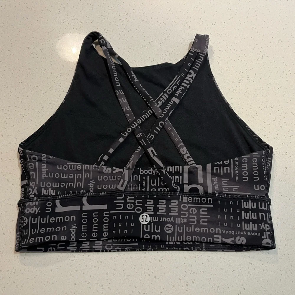 Lululemon Energy High-Neck Longline Bra in Lululemon Ombre Black Multi Size 6